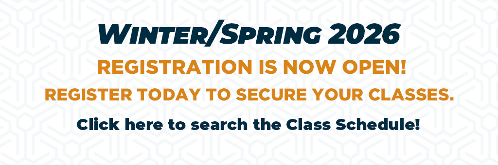 Winter/Spring 2026 registration is now open! Register today to secure your classes..